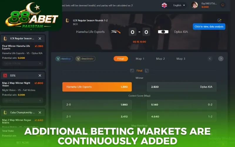 Additional betting markets are continuously added