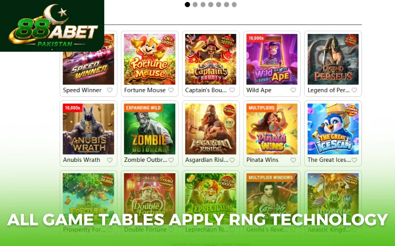 All game tables apply RNG technology