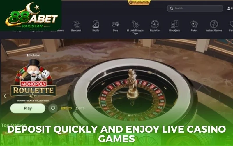 Deposit quickly and enjoy live casino games