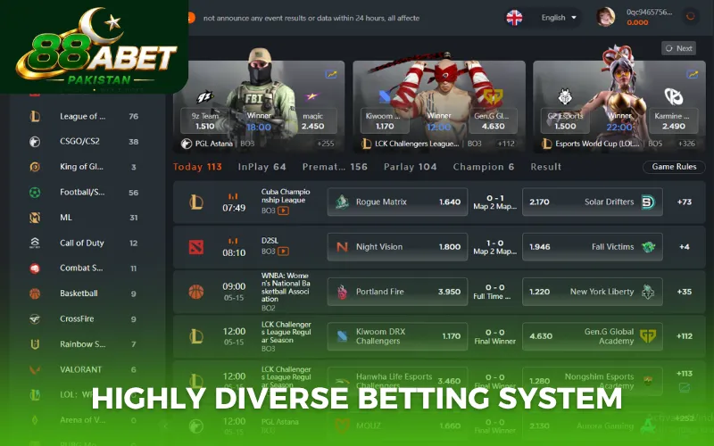 Highly diverse betting system