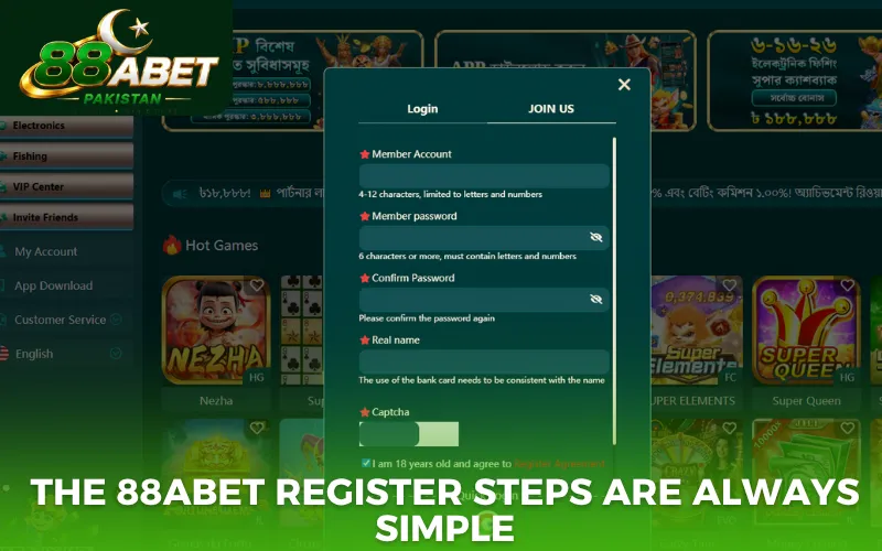 The 88abet Register steps are always simple